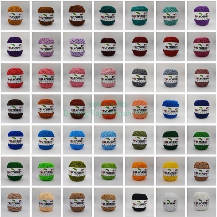 Benang Rajut Polyester Polycherry Grosir 10 Gulung Bisa Campur Warna