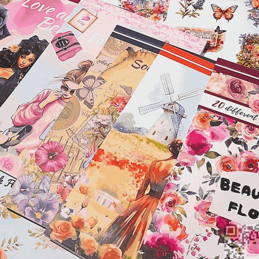 

[20 Lembar/Pa] Deco Stier Book Retro Europe Girl Beauty Dekorasi Buku Stiker Aesthetic Diy