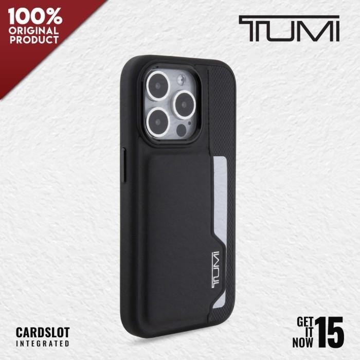 Case IPhone 15 / Plus / Pro / Pro Max TUMI Leather Cardslot Import Premium