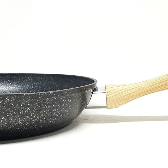 Wajan Wok Pan Anti Lengket Yoshikawa Marble Ceramic Wok 28 Cm