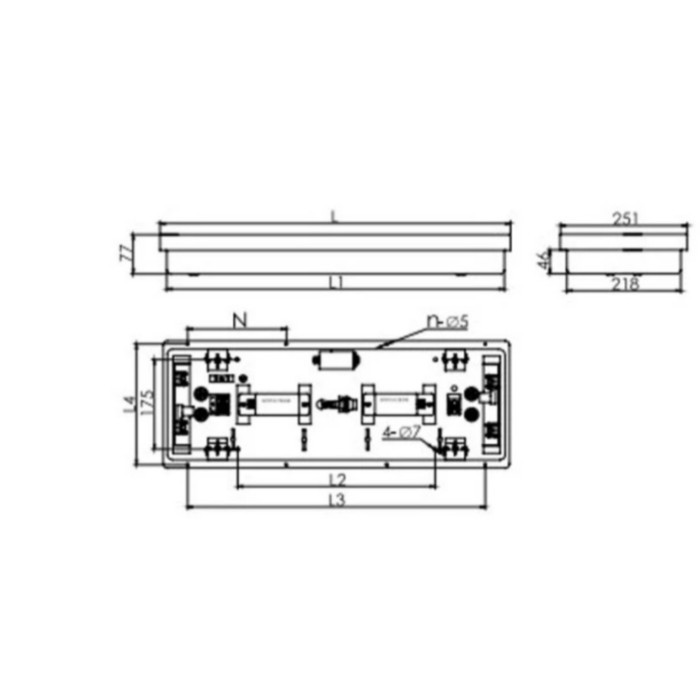 Fluorescent Ceiling Light Lampu Plafon Panjang 24V Lampu