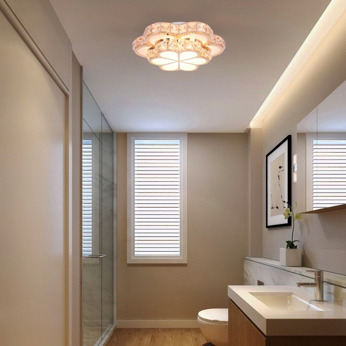 Modern Led Crystal Ceiling Lamp Flower Gold Kitchen Ceiling Lampu