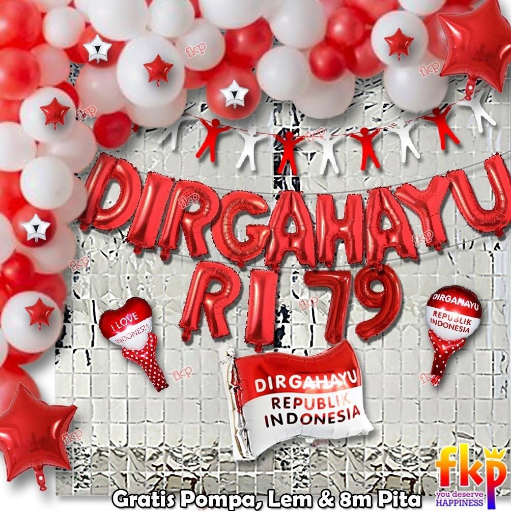 SDF FUN KIDS PARTY Paket Dekorasi Dirgahayu Garland Balon HUT RI / Paket Menyambut Hari Kemerdekaan 