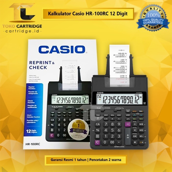 

Ready Casio HR-100RC 12 Digit Printing Calculator Struk Kalkulator Kasir New