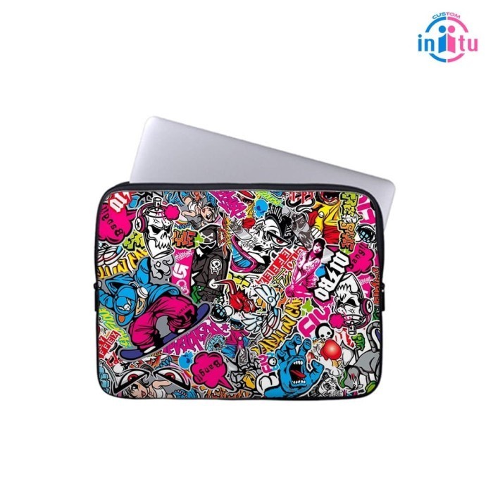 Custom laptop sleeve motif grafiti 14 inch
