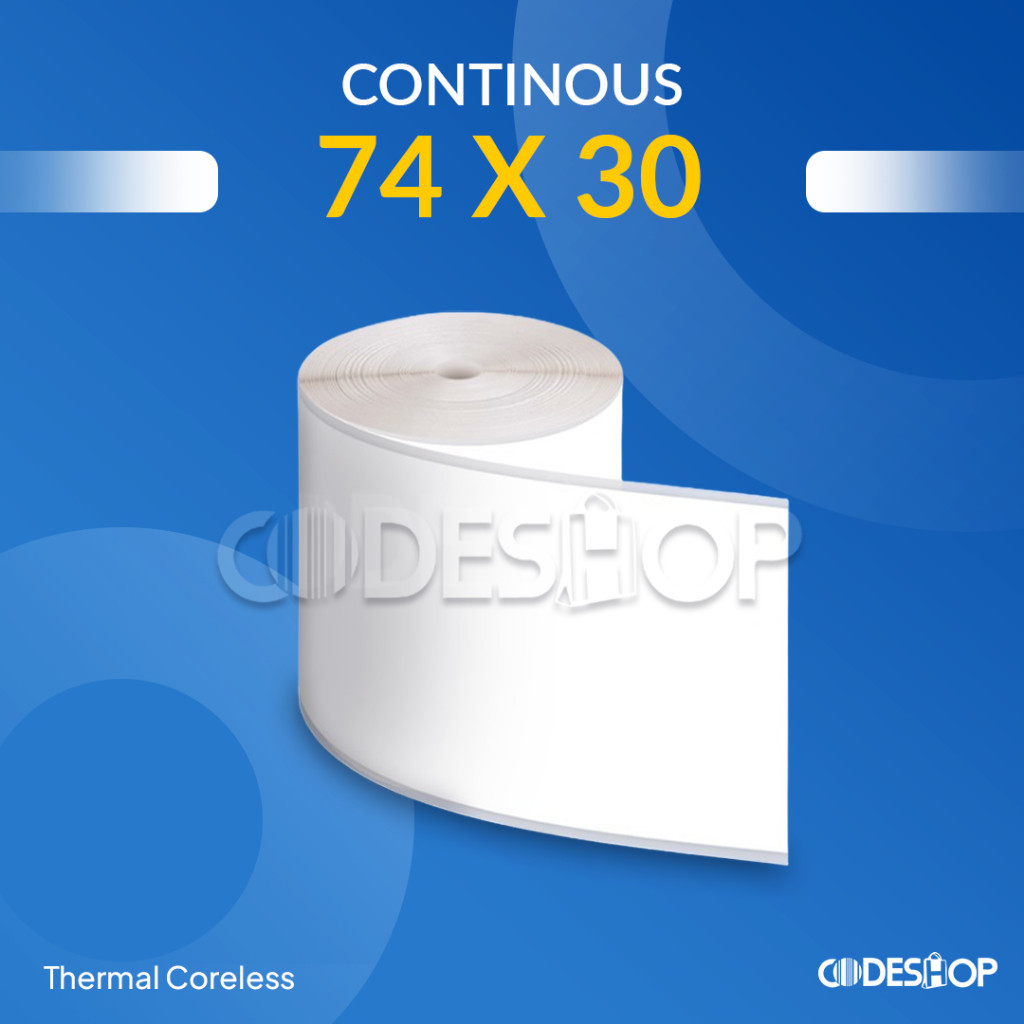 

Label Stiker Thermal CODESHOP 74 X 30 M Continuous Coreless