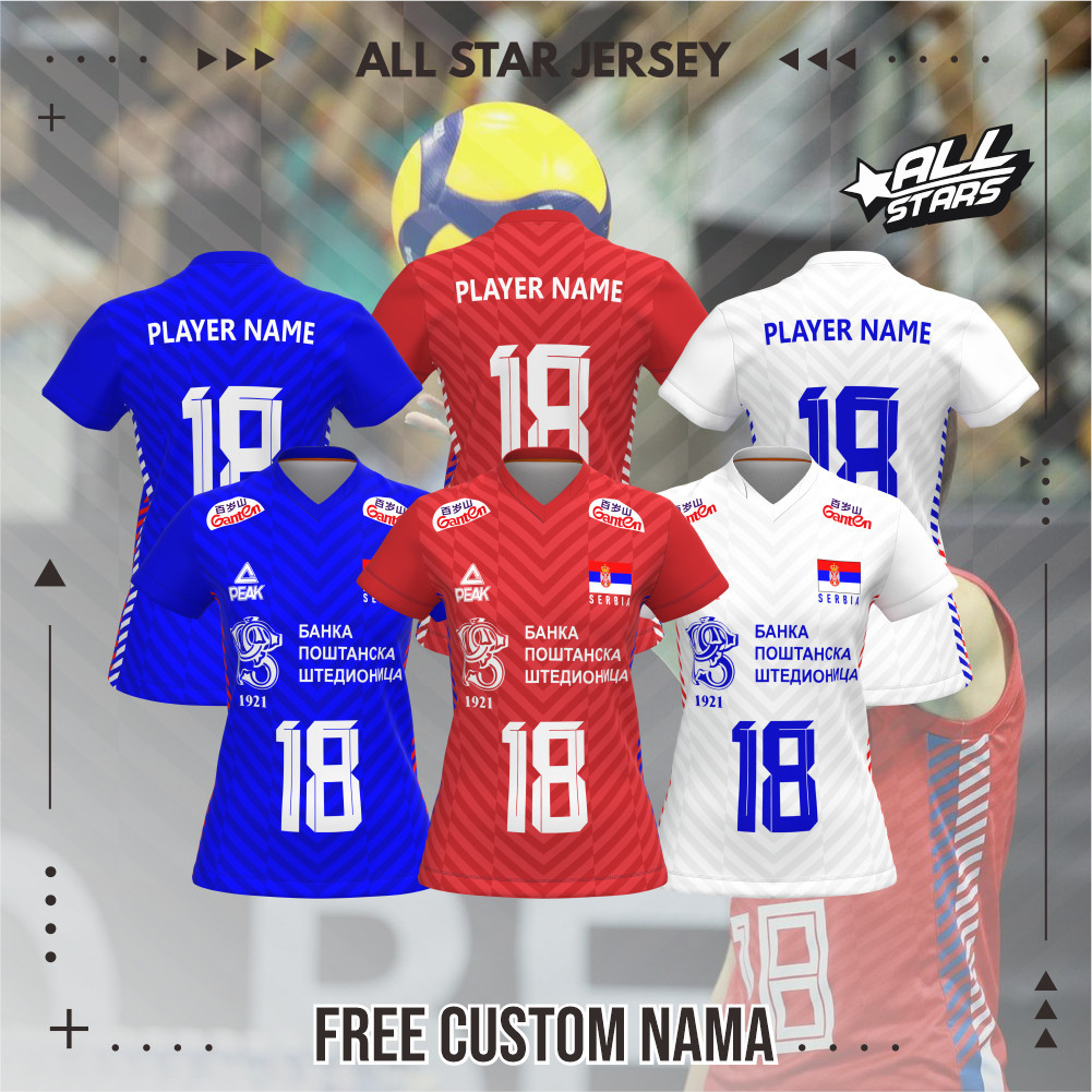 JERSEY VOLI SERBIA TERBARU | JERSEY VOLI BOSKOVIC | FREE CUSTOM NAMA | JERSEY VOLI SERBIA WANITA | J