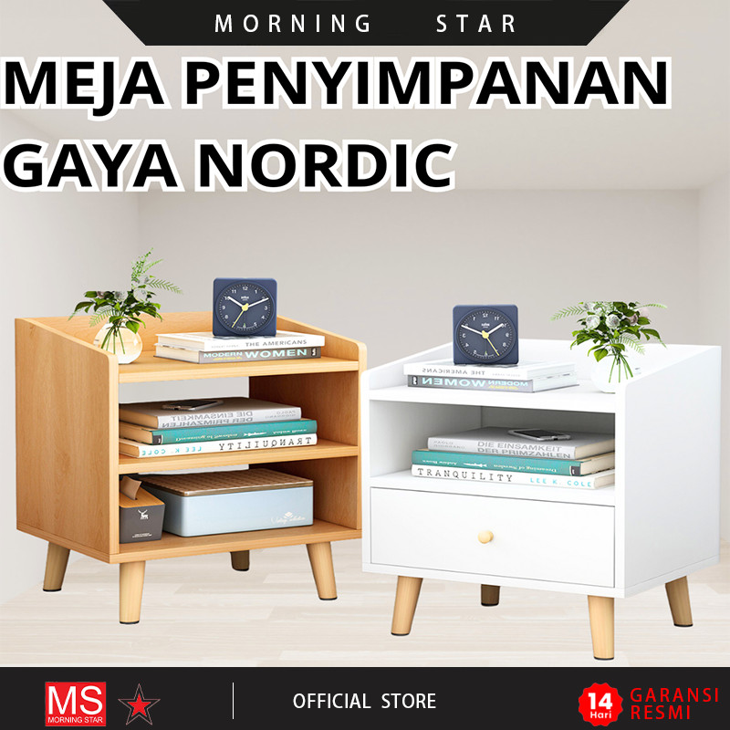 Meja Nakas Kamar Tidur / Meja Samping Minimalis Modern / Meja Sudut / Bedside Table Kaki Kayu