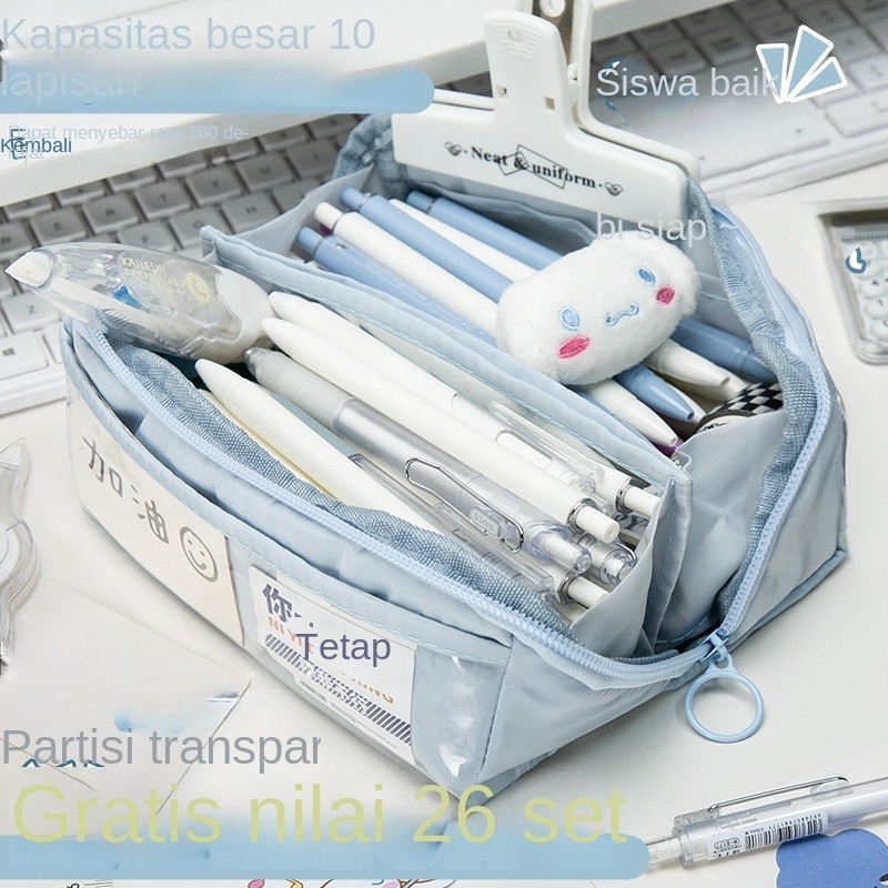 

Ten-Layer Besar Membuka Kotak Pensil Kotak Alat Tulis Transparan