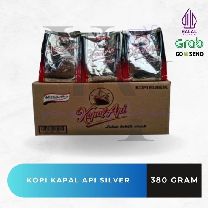 

Secrenada - 1 Dus Isi 9 Bungkus Kopi Bubuk Kapal Api Silver 380 Gram