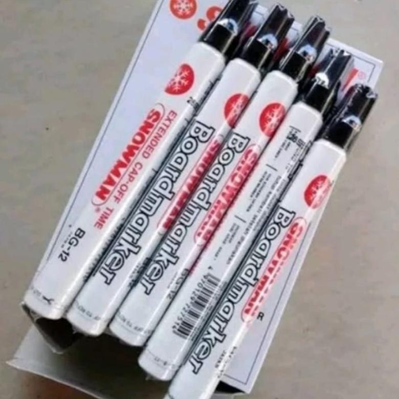 

New spidol Whiteboard snowman warna hitam BG12 isi 12pcs Original