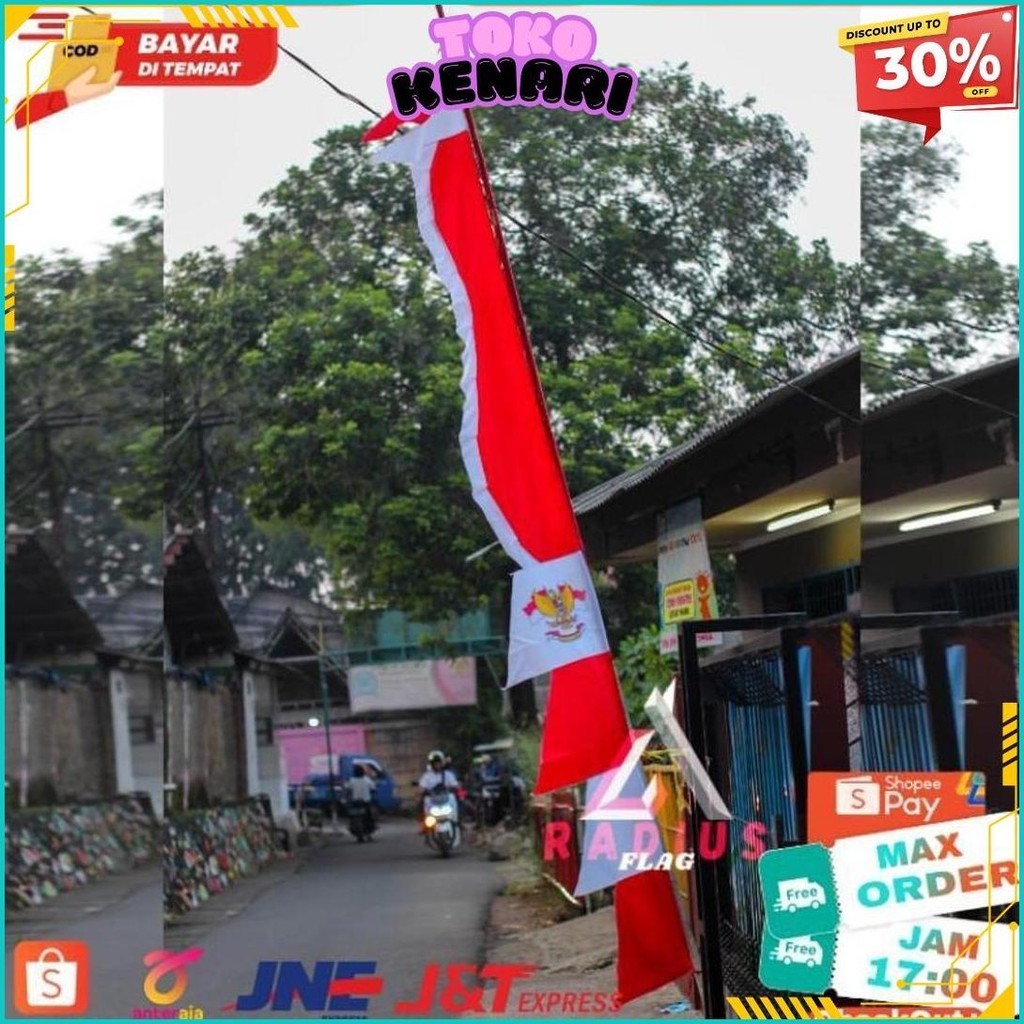 BENDERA UMBUL UMBUL KUDA LAUT MERAH PUTIH 2,7M TERMURAH BANGET