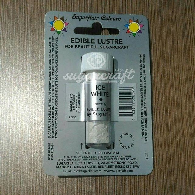 

Terlaris Sugarflair Luster Dust warna Ice White SALE
