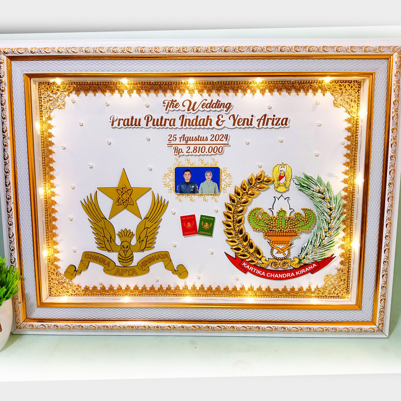 mahar pernikahan bingkai logo tni polisi abdi negara TNI AD AU AL
