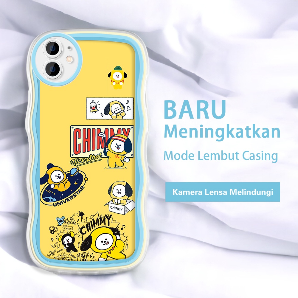 Apple iPhone 12 13 14 Plus Mini Pro Max  Casing Ponsel  Pola Cute BTS 21  warna-warni gelombang bata