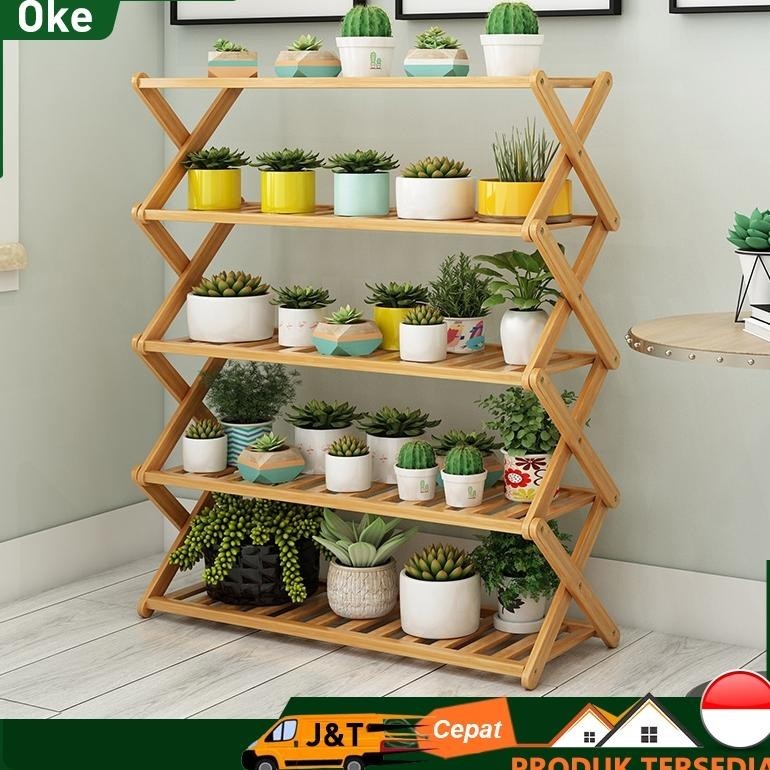 Rak Pot Kembang Rak Tanaman Rak Bunga kayu Susun 6