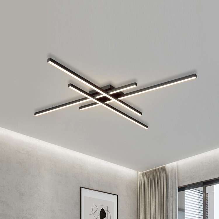 Lampu Plafon Minimalis LED Chandelier 4 Strip 3 Color Remote - T-05