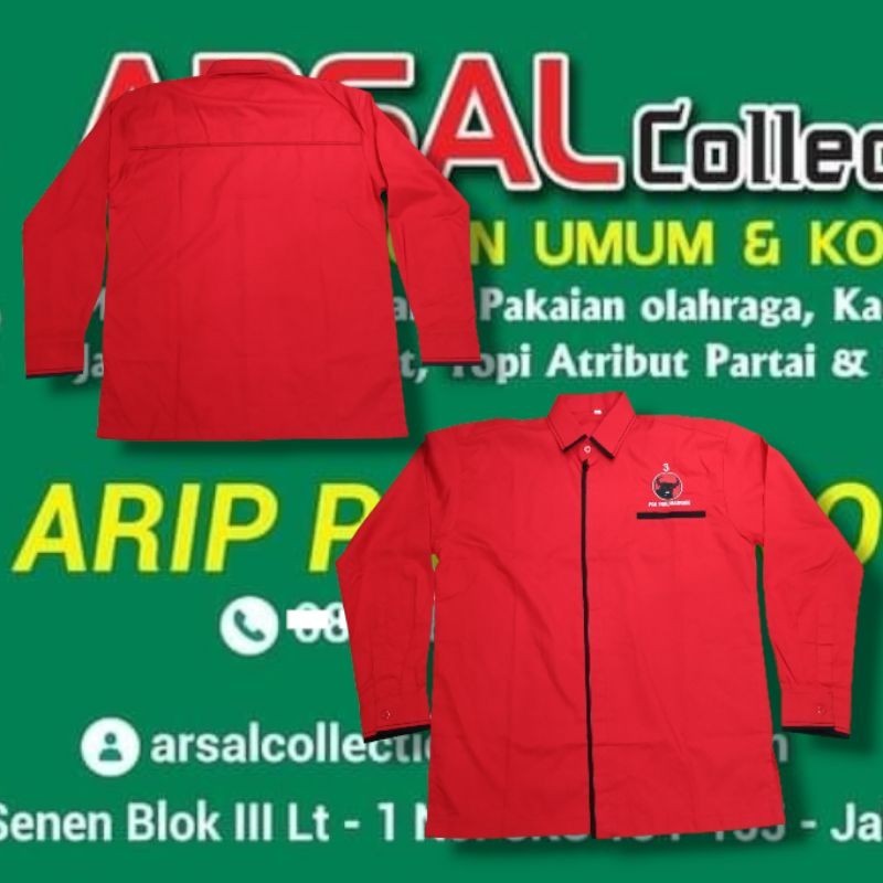 Kemeja Partai PDI Perjuangan lis hitam terbaru