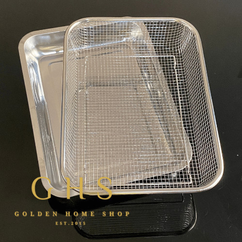 Saringan + Nampan Segi Besar Stainless Tirisan Gorengan Makanan
