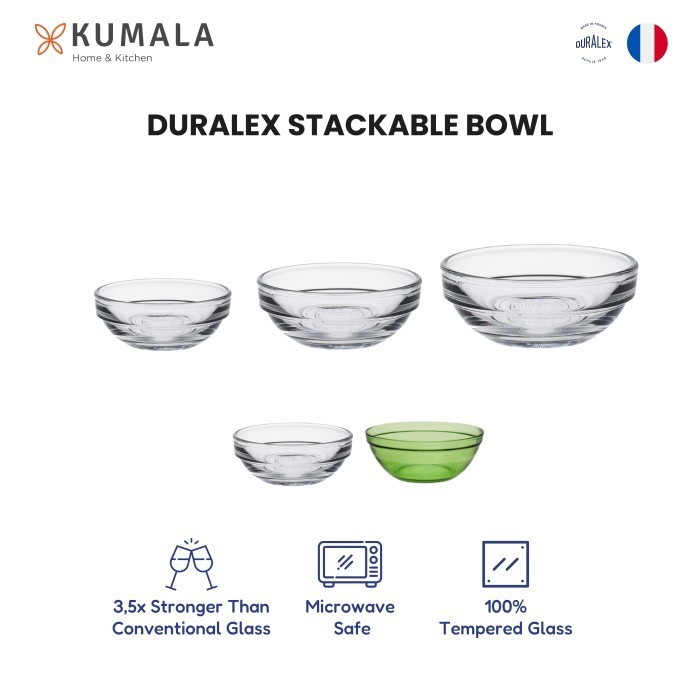 Duralex Stackable Bowl - Mangkok Aduk Adonan Kaca - Glass Mixing Bowl