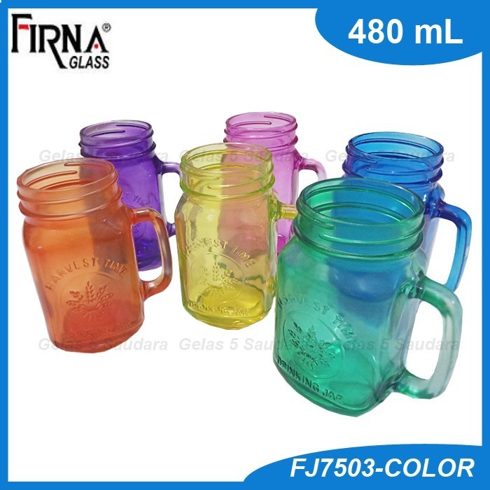 1 Set 6 Pcs Harvest Jar Rainbow/Gelas Harvest Jar/Drinking Jar/Mug Jar