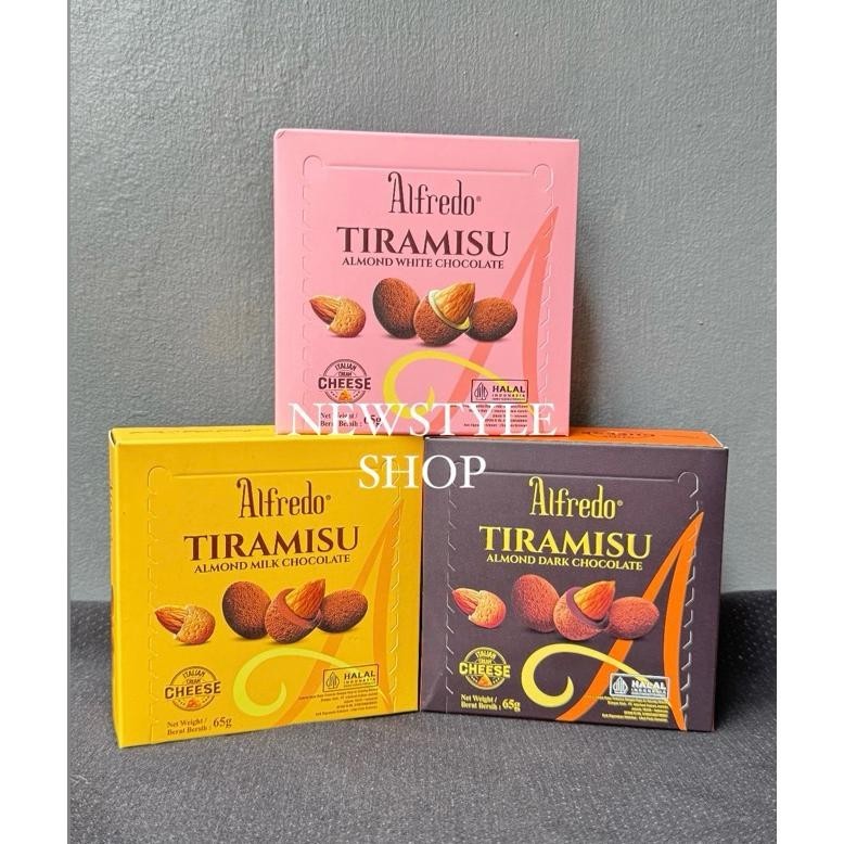 

ALFREDO Tiramisu Coklat Almond Dark White Milk Chocolate Rich Italian Cream Cheese Kemasan 65g