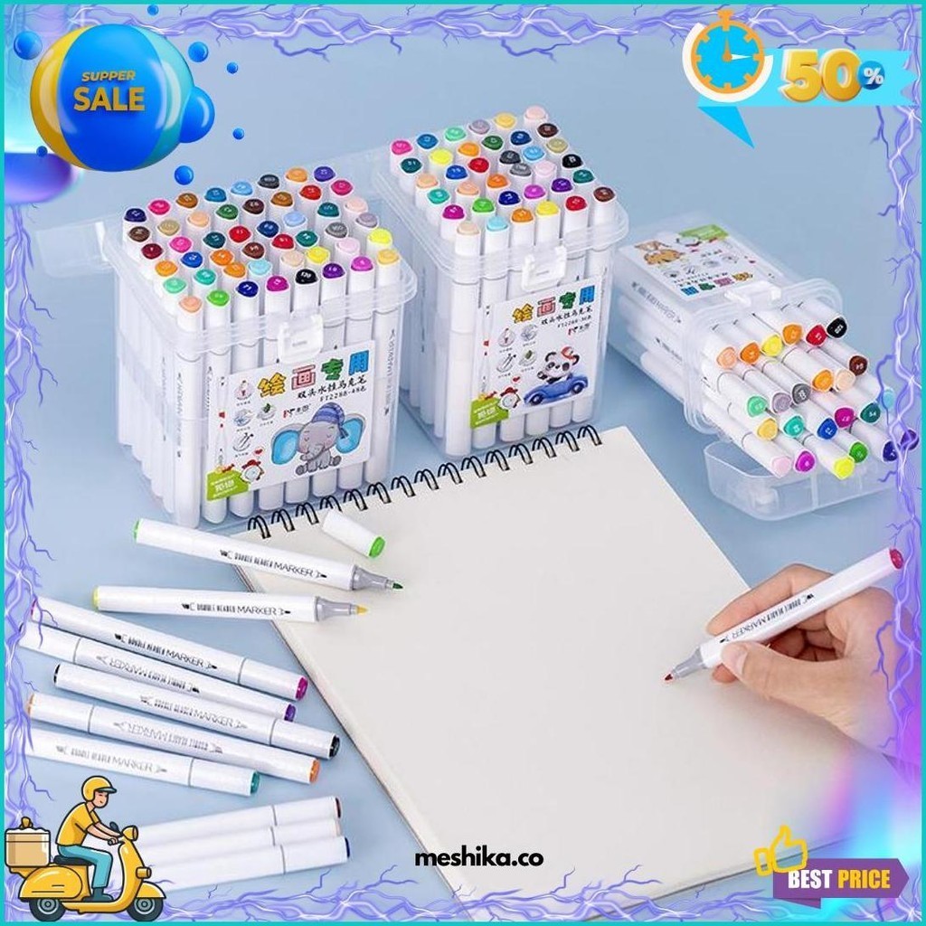 

(Dyi) Spidol Warna Set 12/24/36 Warna Sketch Marker Spidol Warna 2In1 Spidol Sketsa Double Tip Siswa Sekolah Dasar Berkepala Dua Lukisan Pensil Cat Air Seni Stabilo Art Brush Pen Animation Marker Sekolah Kantor Pelajar Anak