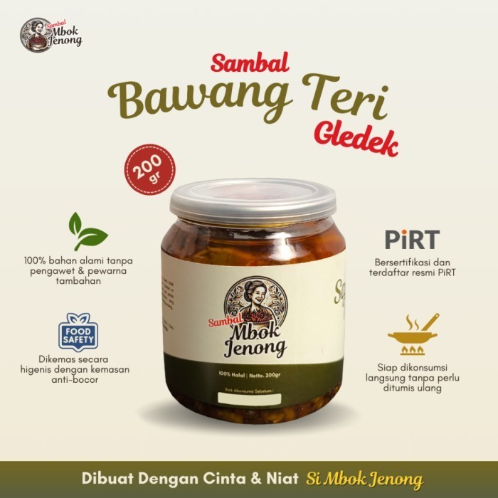 

Silahkan Order] MBOK JENONG SAMBAL BAWANG TERI GLEDEK PEDAS 200GR SAMBEL FRESH