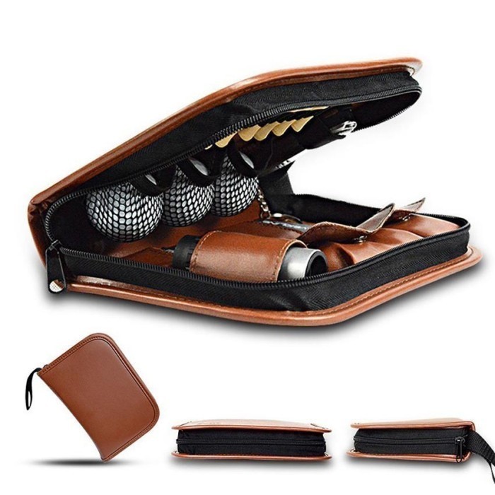 Nat Tas Kulit Penyimpanan Bola Golf Aksesoris / Golf Ball Pouch Bag