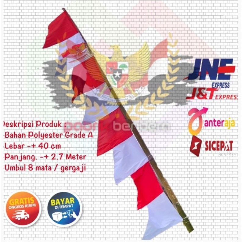 Bendera umbul umbul merah putih isi 10 pcs