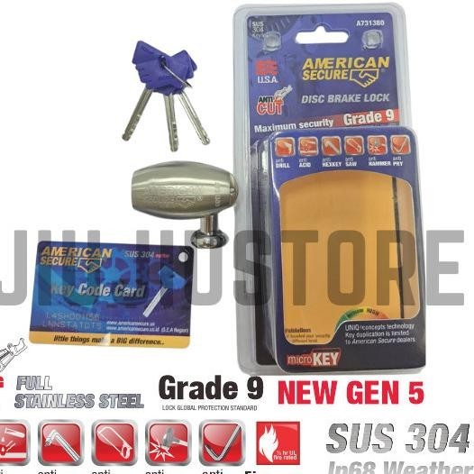 Gembok Motor Anti Maling - Gembok Cakram Motor American Secure