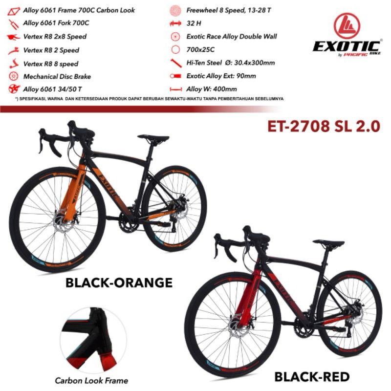 Sepeda Balap Roadbike Road Bike Exotic 2708 sl 2.0 Alloy by Pacific