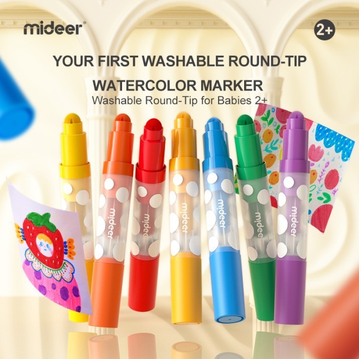 

Mideer round tip washable marker 12 pc 24 pc wipe clean