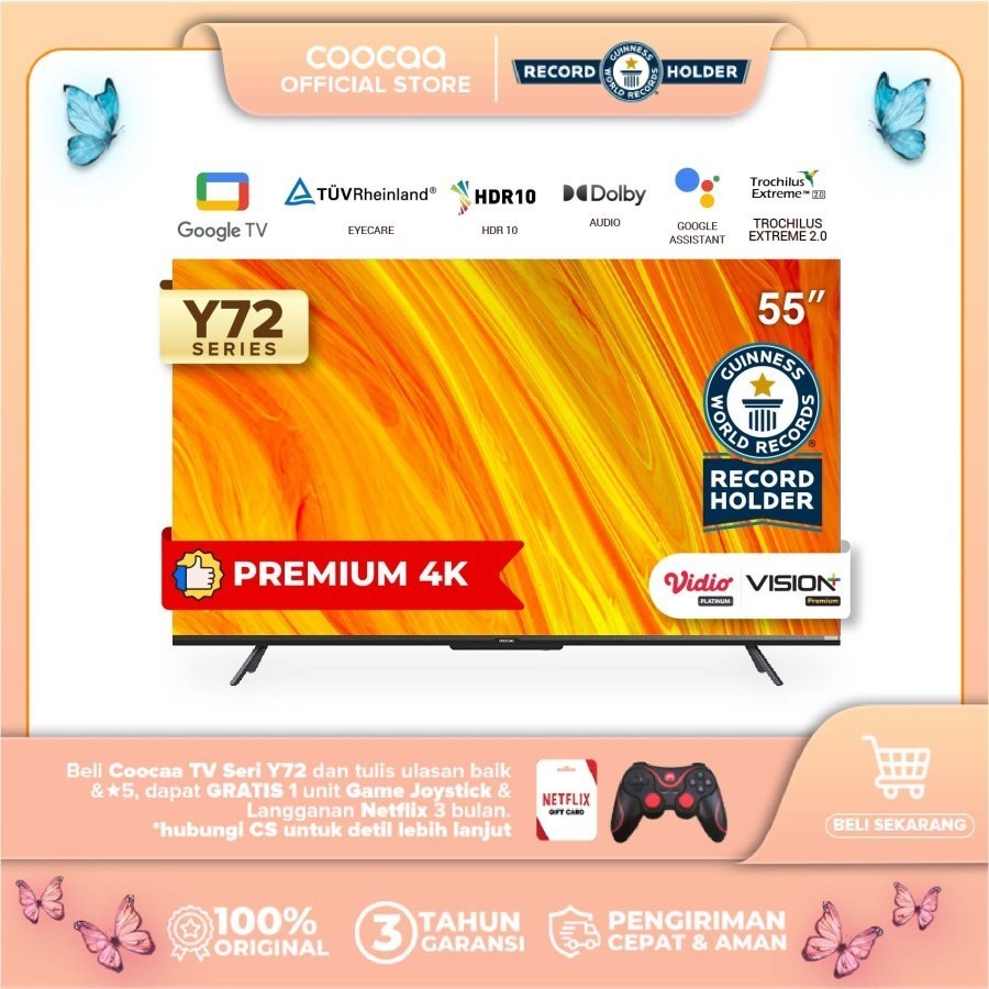 Google TV COOCAA 55 Inch Smart LED TV - Flicker Free COOCAA 55Y72