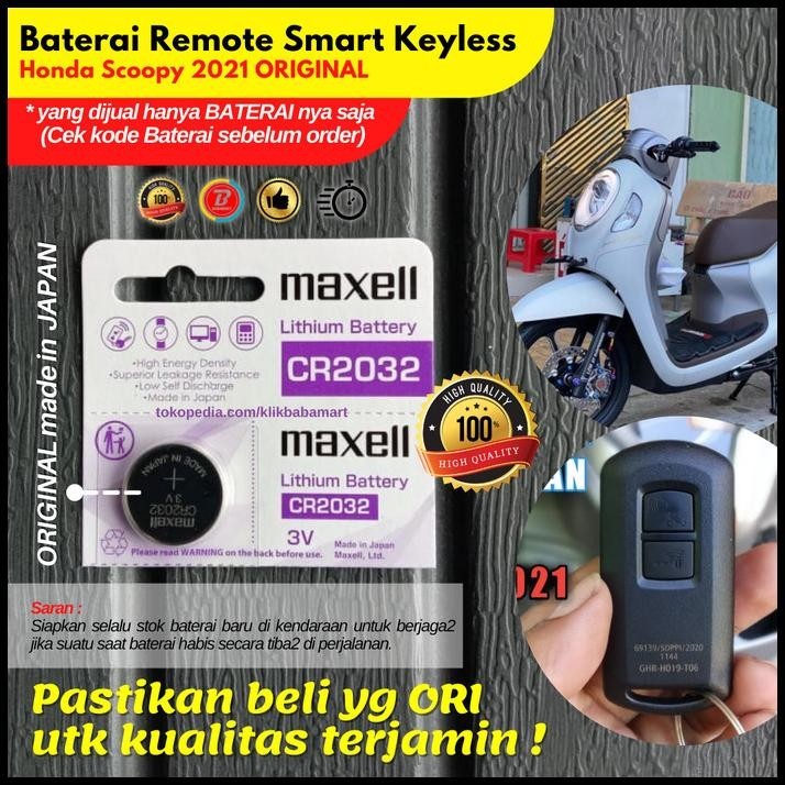 HOT DEAL BATERAI REMOT MOTOR HONDA SCOOPY 2021 SMART KEYLESS REMOTE ORIGINAL 