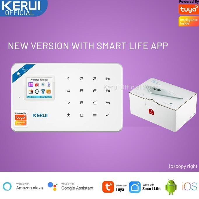 Original Kerui W18 Wireless Gsm Wifi Alarm Rumah Paket Custom
