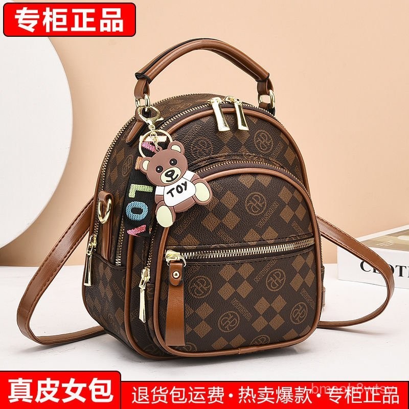 Tas Punggung Wanita Kulit Asli, Tas Bahu Wanita, Kulit Asli Lembut, Tas Penggunaan Ganda, Tas Ransel