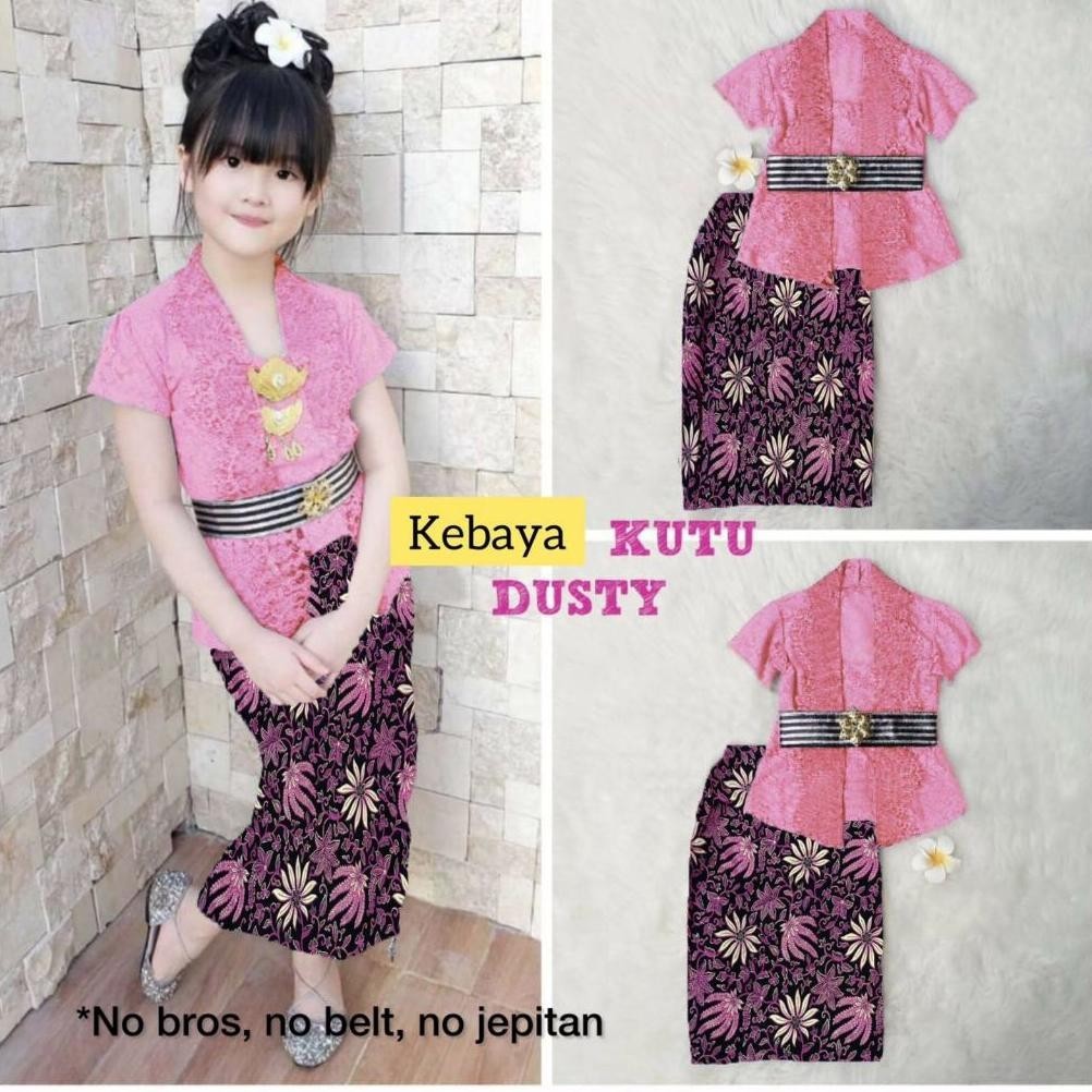 LKI - Set Baju Anak Perempuan Setelan Kebaya Kutubaru Anak Brukat Modern Oneset Baju Kebaya Anak Cew