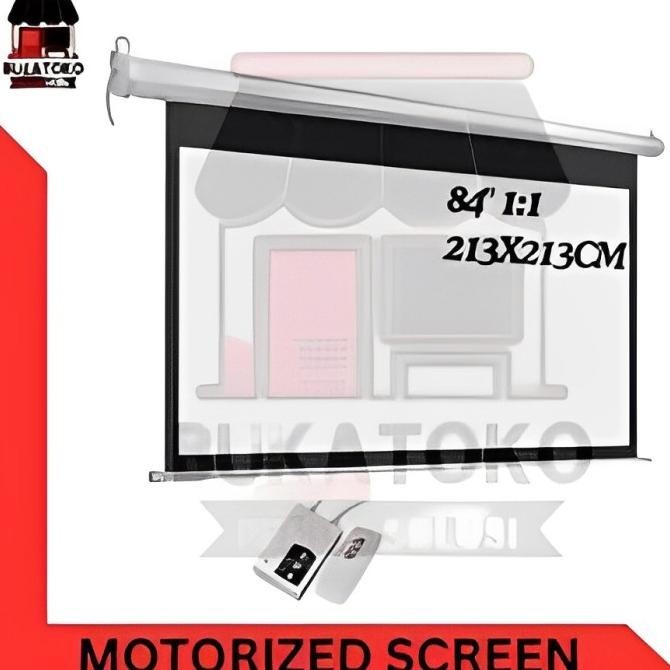 Screen Proyektor Motorized 84"/ Layar Proyektor Otomatis 84" (2,1)Mtr)