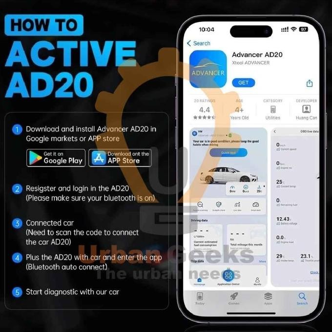 XTOOL AD10 OBD2 Diagnostic Scanner EOBD Bluetooth ELM327 android