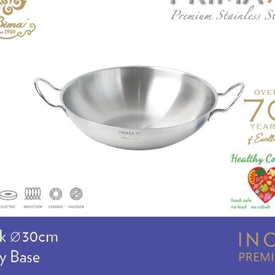 Wajan Stainless Steel Bima Prima X1 Wok 26 Cm Asian Wok 30 Cm Induksi