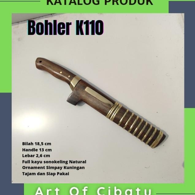 Pisau Golok Sembelih Sapi Baja Bohler K110 18Cm Kayu Sonokling Tajam