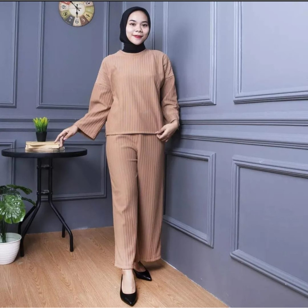 Setelan Wanita Terbaru 2024 Setcelan 2In1 Fashion Kondangan Satu Stel Remaja Hijab One Set Baju Pere