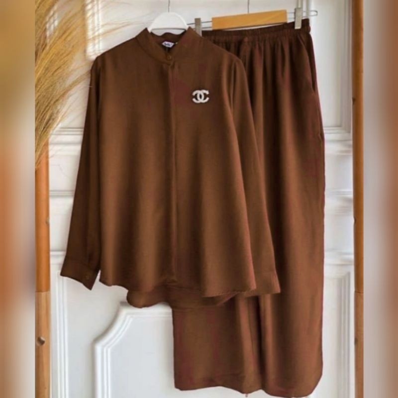 Setelan Wanita Terbaru 2024 One Set Baju Perempuan Viral Korean Style Atasan Bawahan Dewasa Lengan P