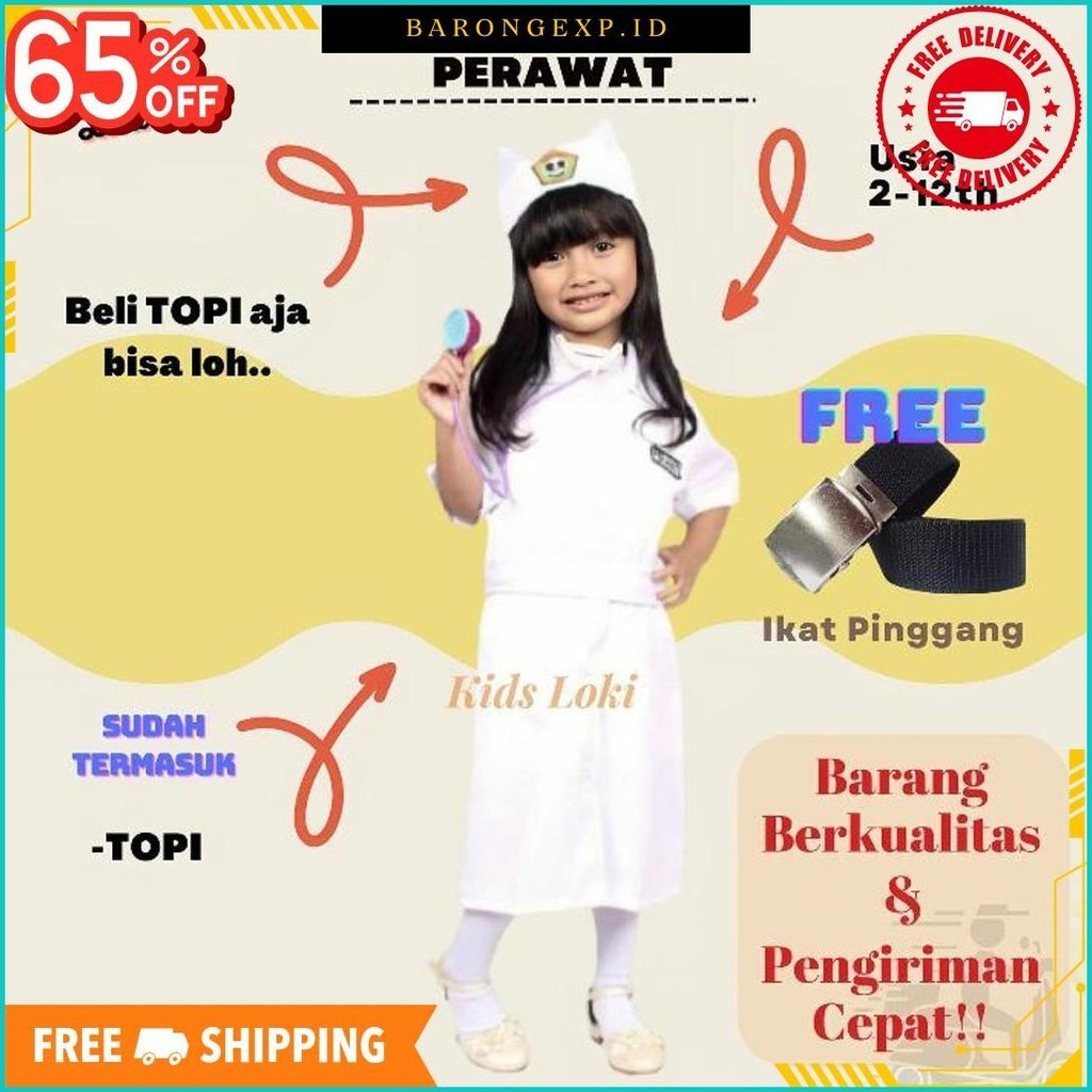 BAJU PERAWAT ANAK BAJU ANAK PEREMPUAN KOSTUM PROFESI PERAWAT CILIK STELAN PERAWAT ANAK SERAGAM SUSTE
