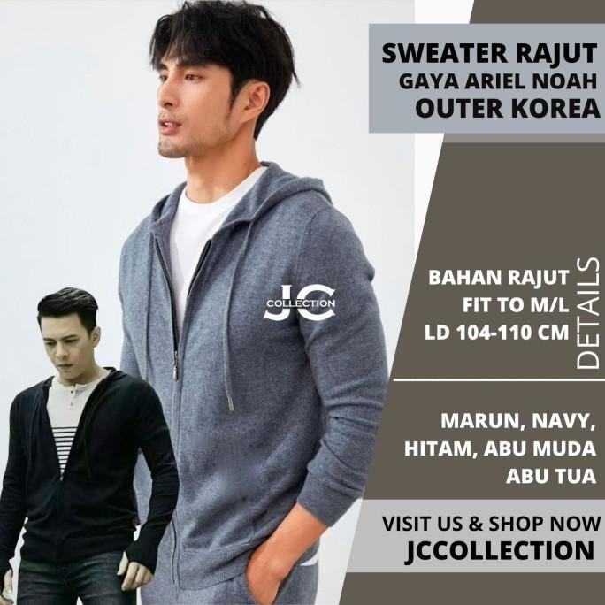 Outer Jaket Rajut Pria Ariel Jempol / Knitt Sweater Hoodie Roundhand