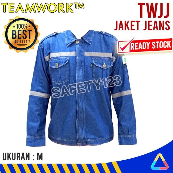 TWJJ TeamWork Jaket Jeans Safety Jacket Denim Baju Atasan Seleting