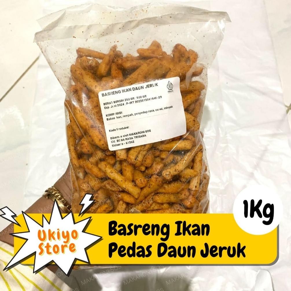 

edf-62 UKIYO | BASRENG IKAN PEDAS DAUN JERUK KEMASAN 1000 GRAM 1 KG Hemat