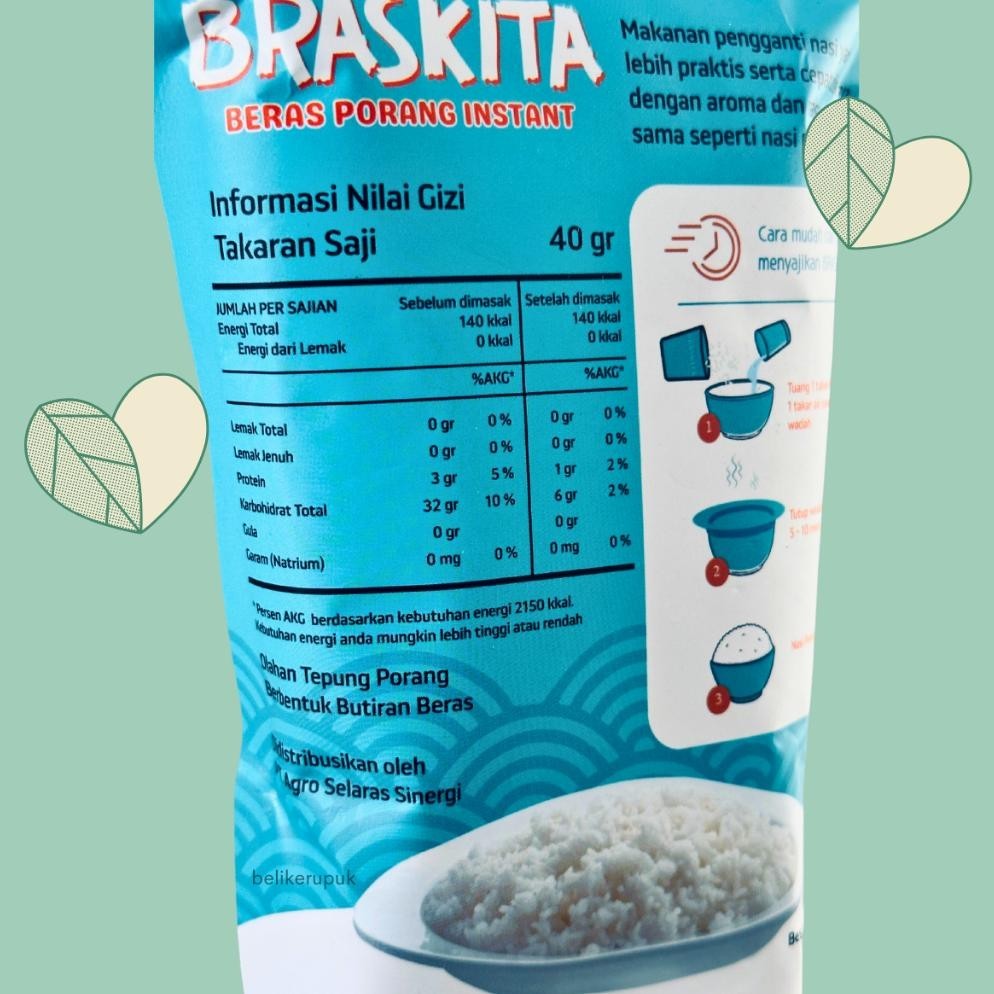 

rf-45 Beras Porang Braskita 400g | Beras Sehat Instan Konjac Shirataki Original