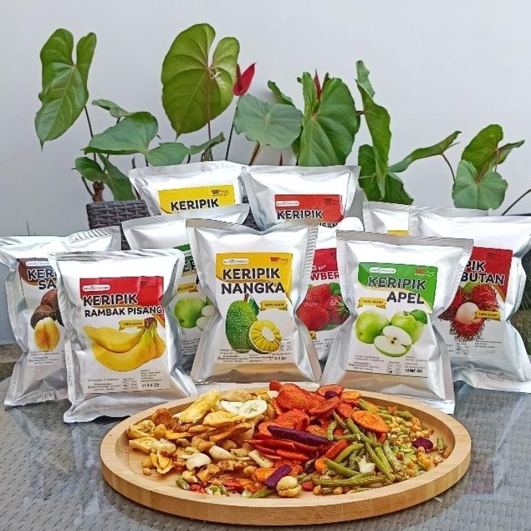 

ter-46 Paket Oleh oleh - Paket 10 pcs Keripik Buah & Kerupuk Buah - Oleh Oleh Khas Malang Batu Murah